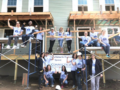 The women of Connecticut Wealth Management taking a group photo at the 2018 Habitat for Humanity Women’s Build